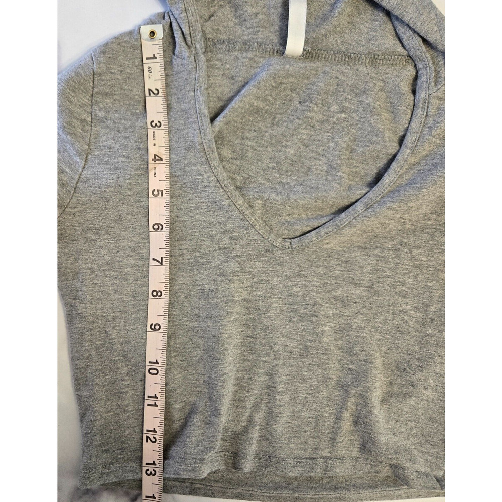 Vintage 90s Cherry Mellow Womens Cropped Hoodie Small Gray Pullover Sexy Top USA - Picture 7 of 7